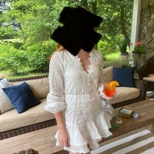 Aqua White Lace Mini Dress